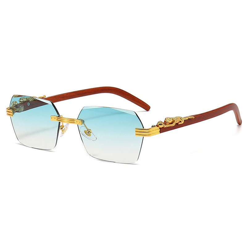 Damen Designer-Sonnenbrille mit kunstvollem Holzrahmen und eleganten Glaselementen Brehn