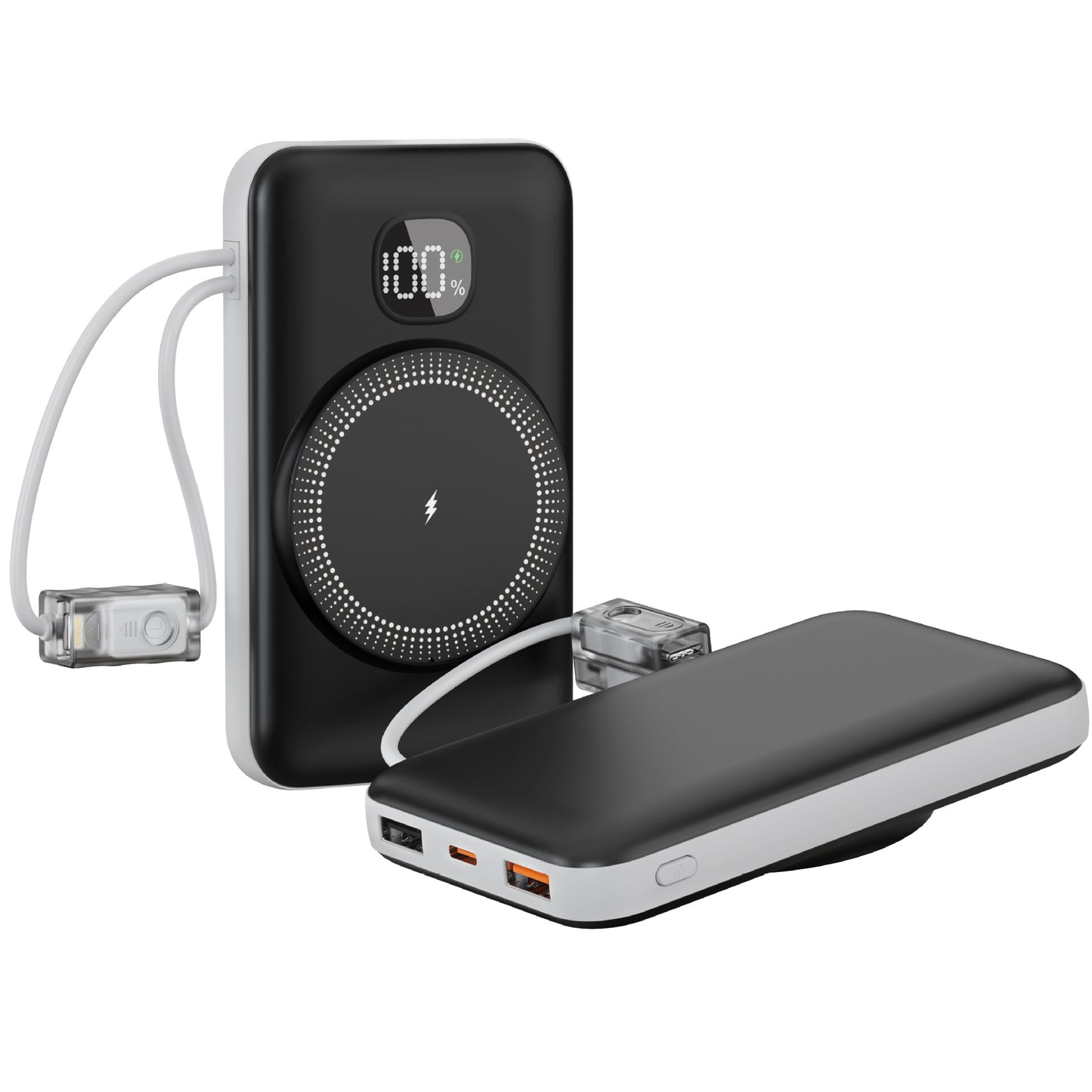 Tragbare Powerbank mit Integrierter Induktiver Schnellladefunktion und Led-Ladestandsanzeige Brehn