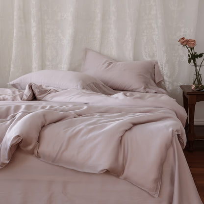 Seidiger Baumwoll-Satin-Duvetbezug-Set mit temperaturregulierendem Klima-Finish