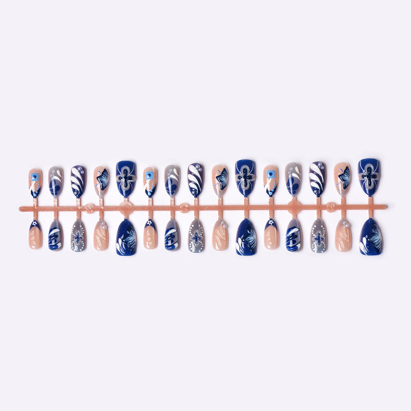 Künstlerisches Blumen Press-On Nageltips Set Brehn