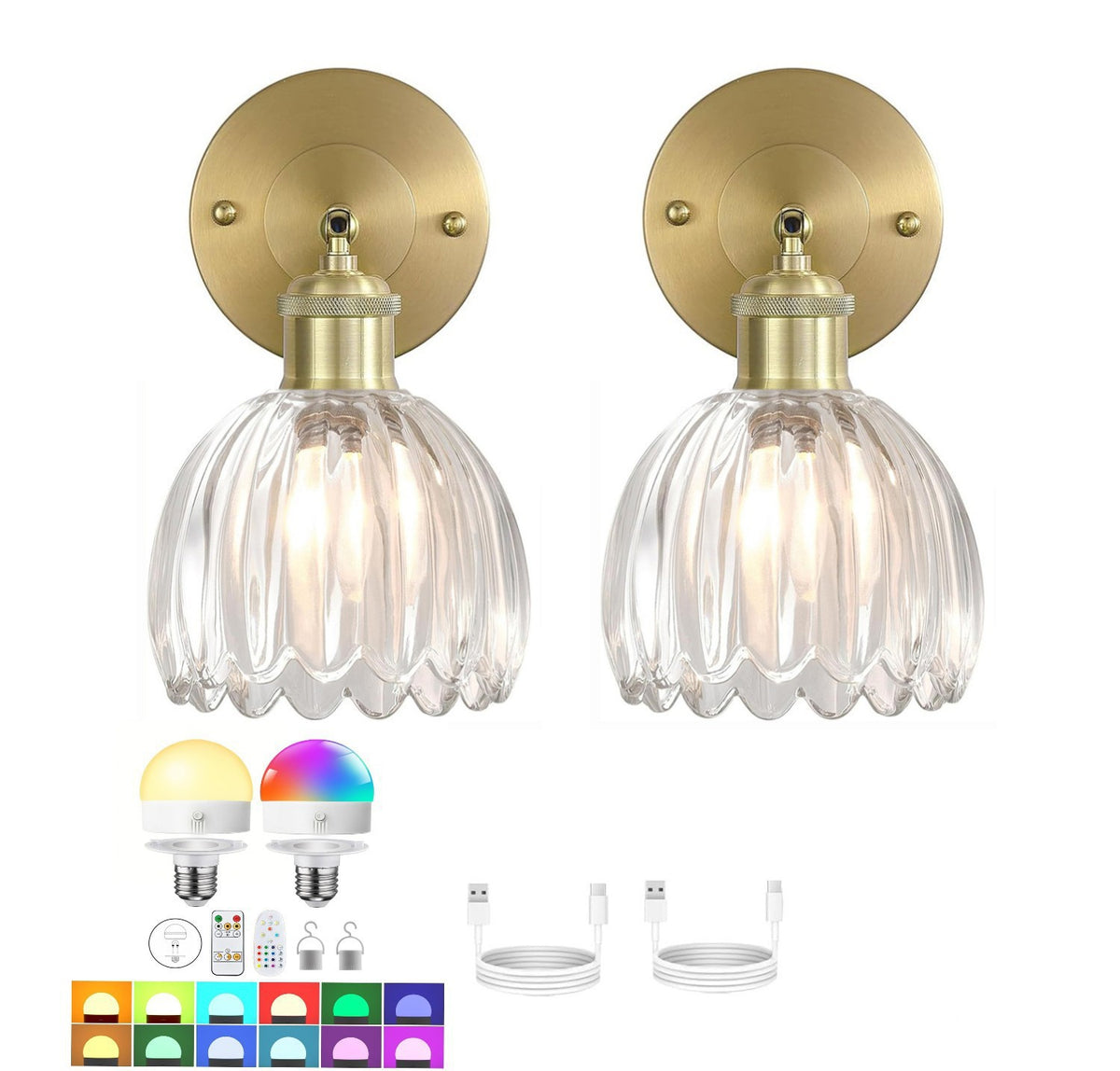 Elegante Glas Wandleuchte