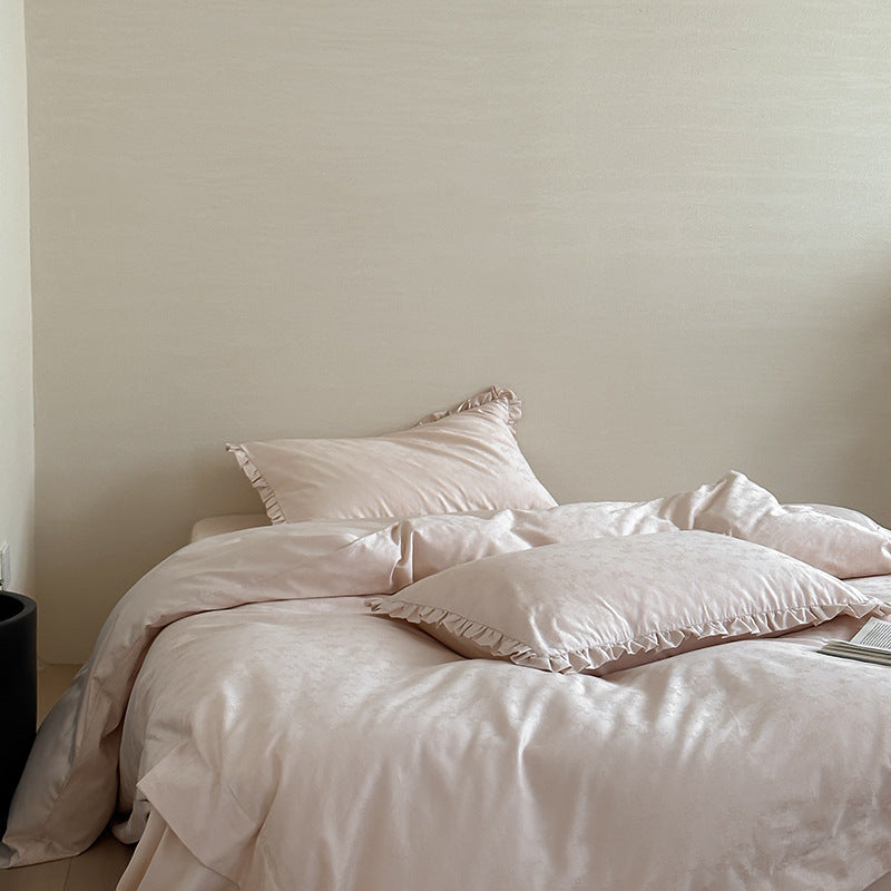Jacquard-Baumwoll-Satin Bettbezug Set mit subtiler Holzmaserung文本