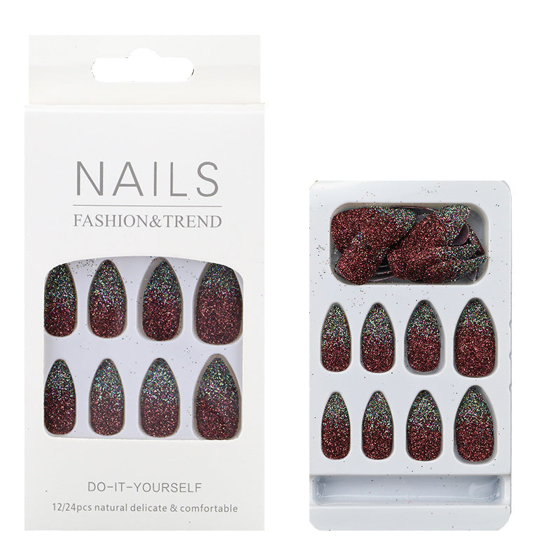 Glitzernde mandelförmige Press-On Nagelspitzen Brehn
