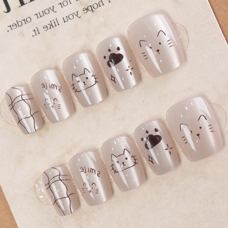 Verspielt Katzen-Themen Press-On Nagelkunst Brehn