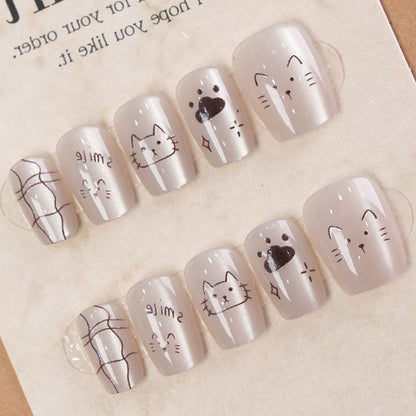 Verspielt Katzen-Themen Press-On Nagelkunst Brehn