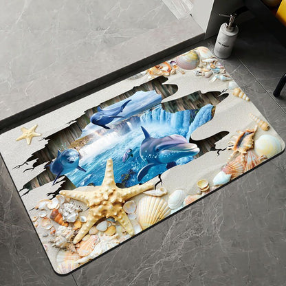 Elegante Blumenmuster Badezimmermatte Brehn