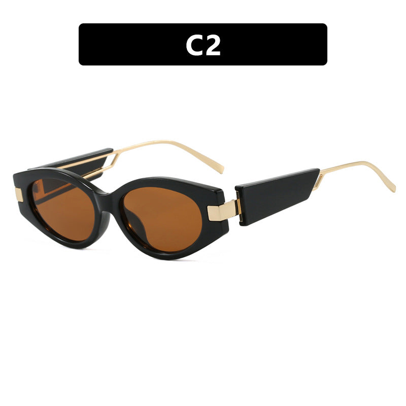 Damen elegante Cat-Eye Sonnenbrille mit goldenen Akzenten Brehn