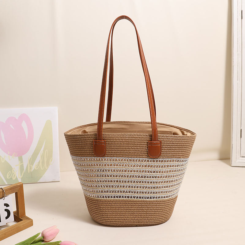 Elegante Bast-Tasche mit Lederakzenten Brehn