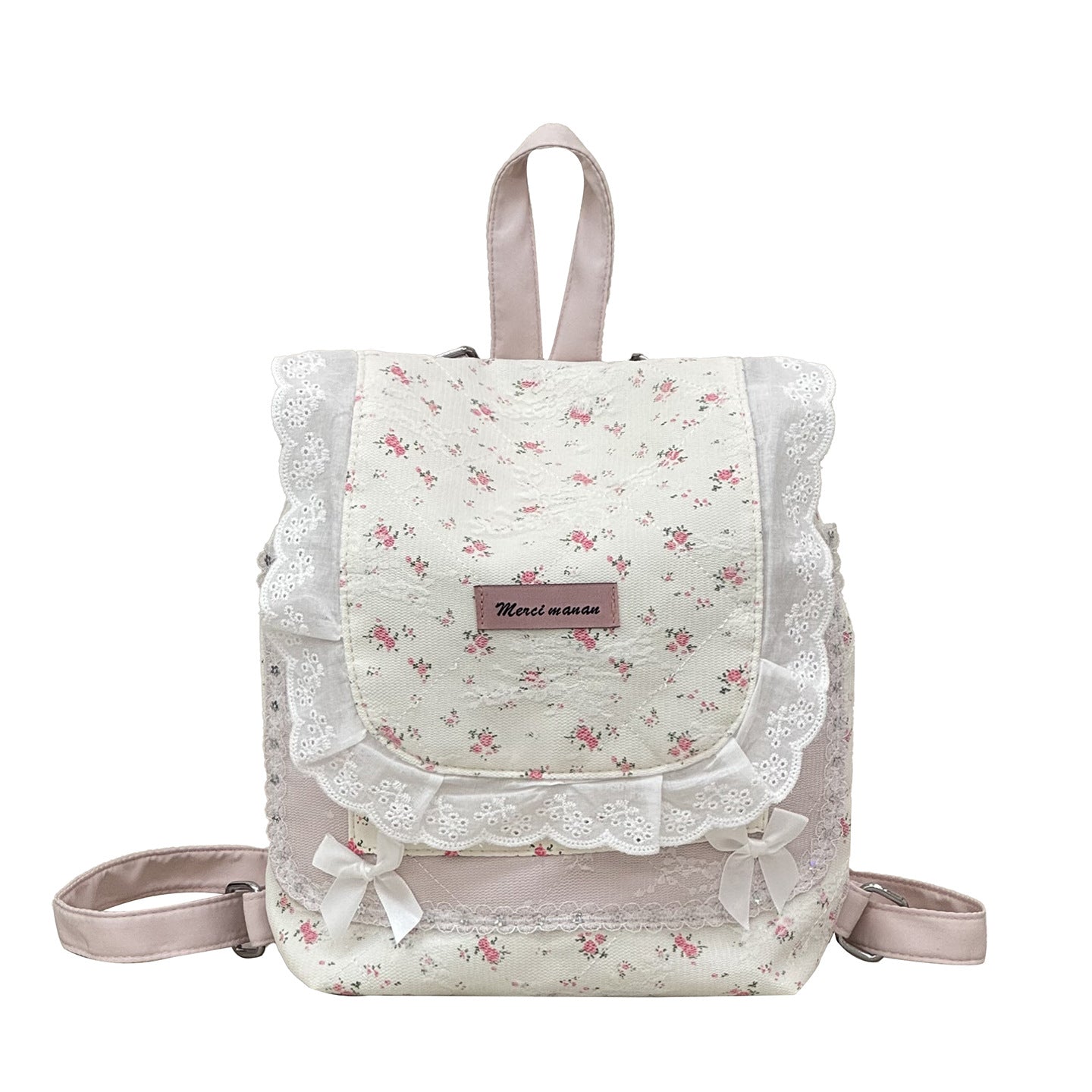 Blumenmuster Rucksack mit Spitzenbesatz