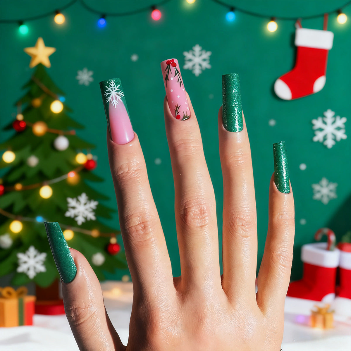 Festliche Themen Press-On Nail Art Set Brehn