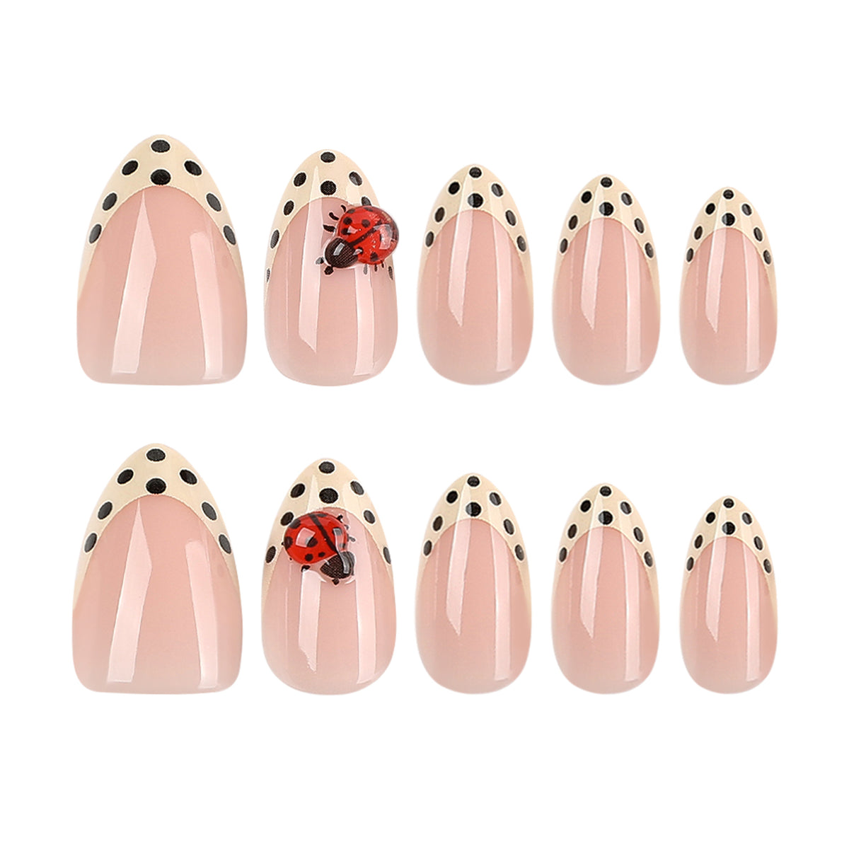 Kunstvolle Nagelkunst mit Marienkäfer-Motiv und Polka-Dots Brehn