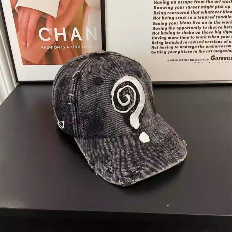 Damen Destroyed Denim Baseballcap mit Grafikdesign Brehn