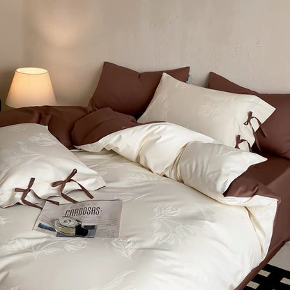 Luxuriöses Wendeduvet-Bezug-Set mit gebundenen Kissenbezügen