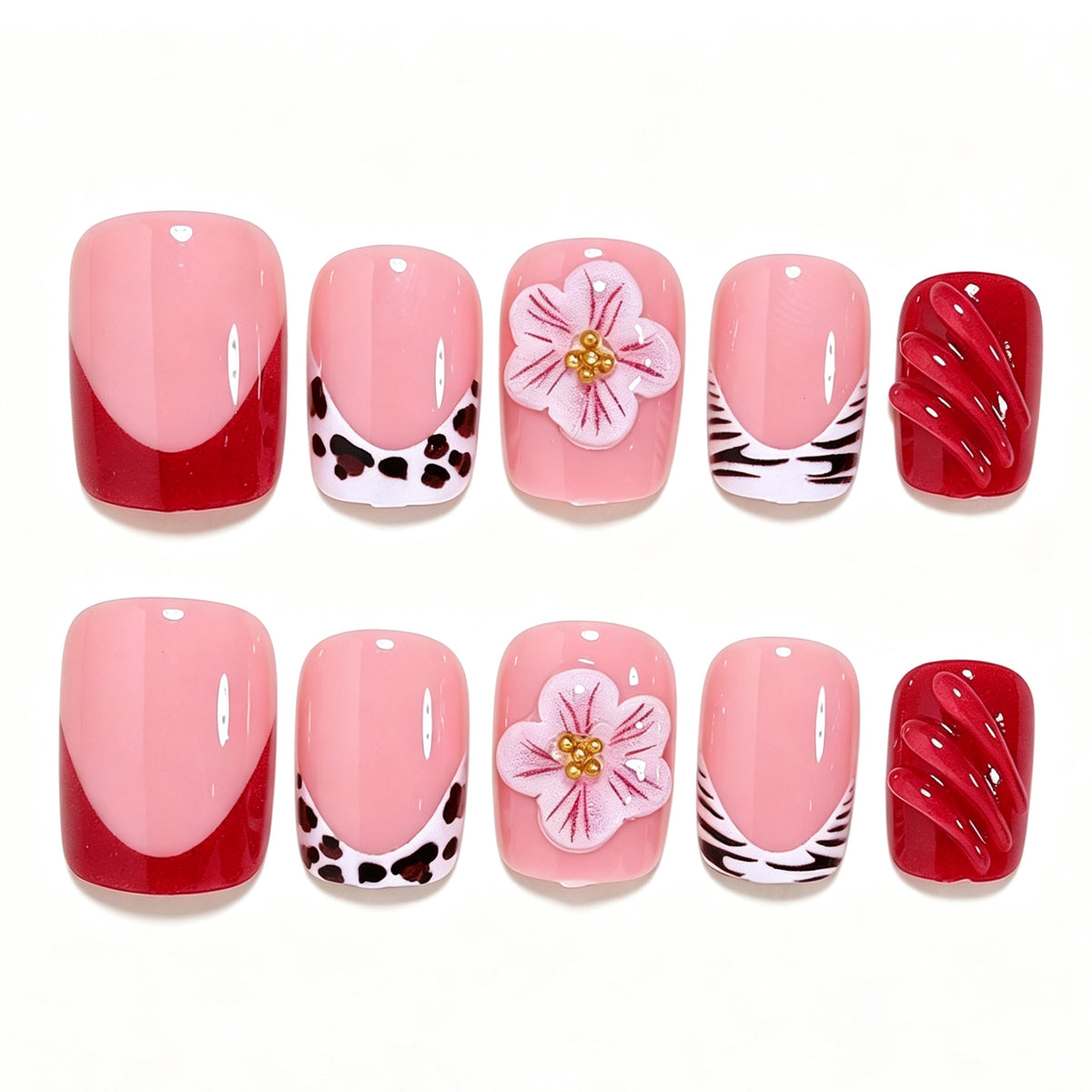 Dekoratives florales Press-On-Nagelkunst-Set Brehn