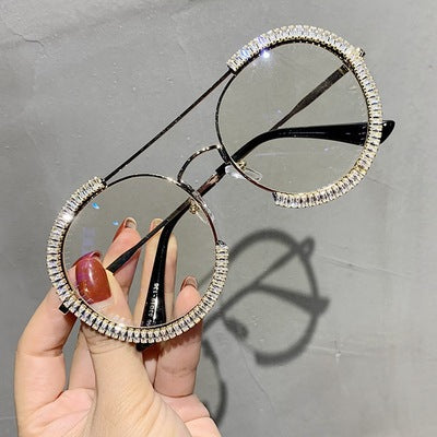 Damen glamouröse Sonnenbrille mit funkelndem Kristallrahmen Brehn