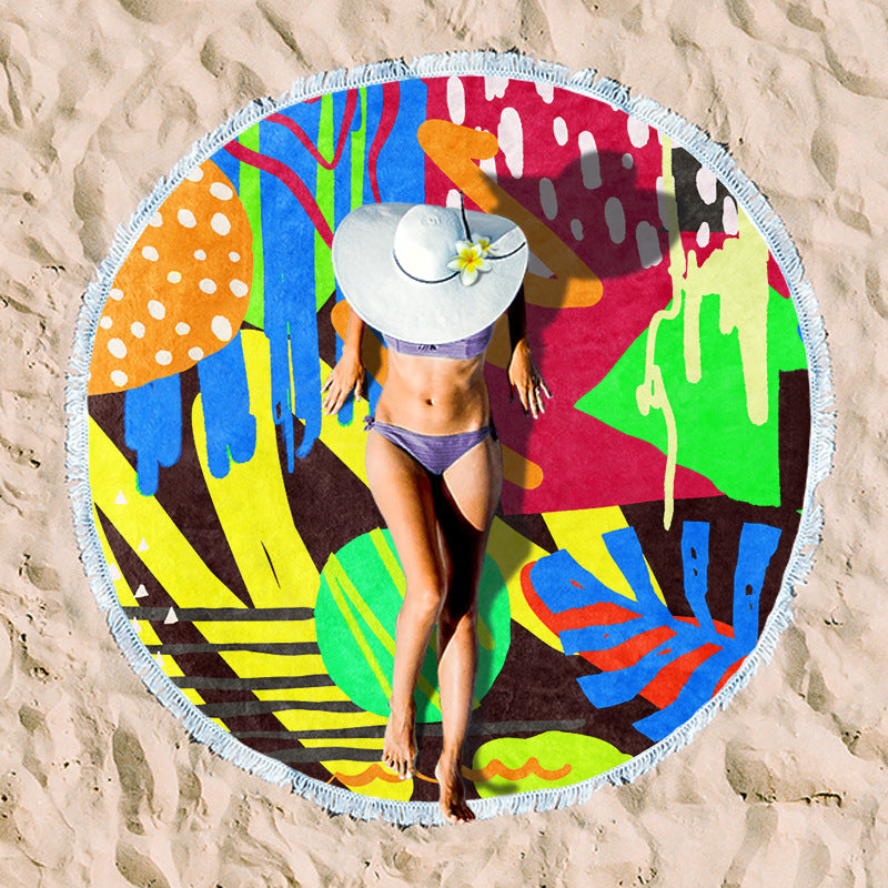 Rundstrandtuch mit einzigartigem Sonnenuntergangsdesign Brehn