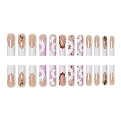 Elegante 3D Blumen Press-On Nagelkunst Brehn