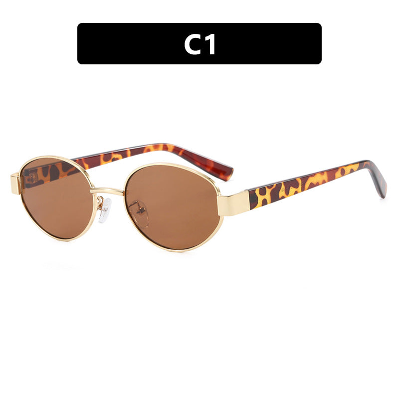 Damen modische Sonnenbrille mit exklusivem Leopardenmuster und elegantem Metallrahmen Brehn