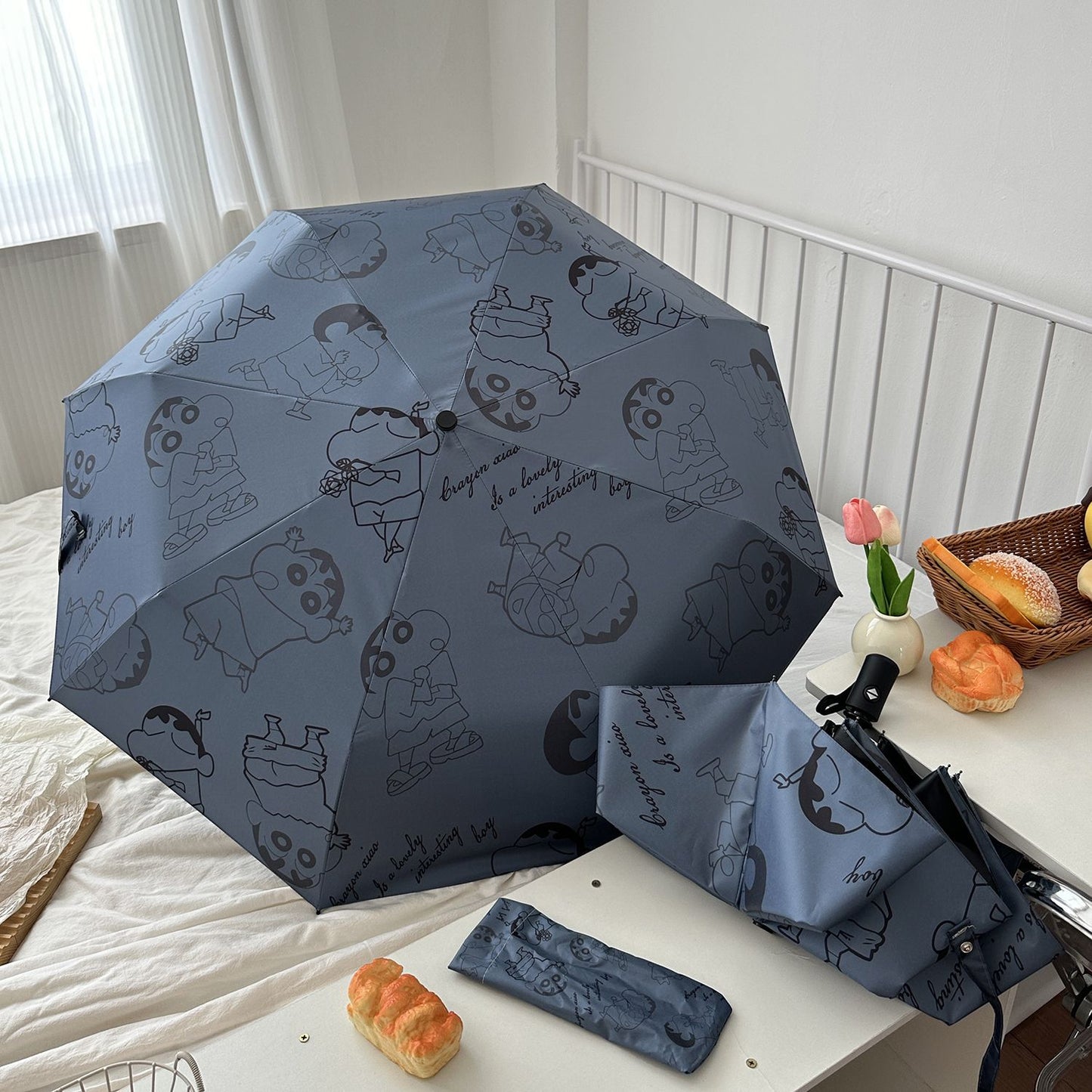 Damen Automatischer Regenschirm mit kreativem Comic-Design Brehn