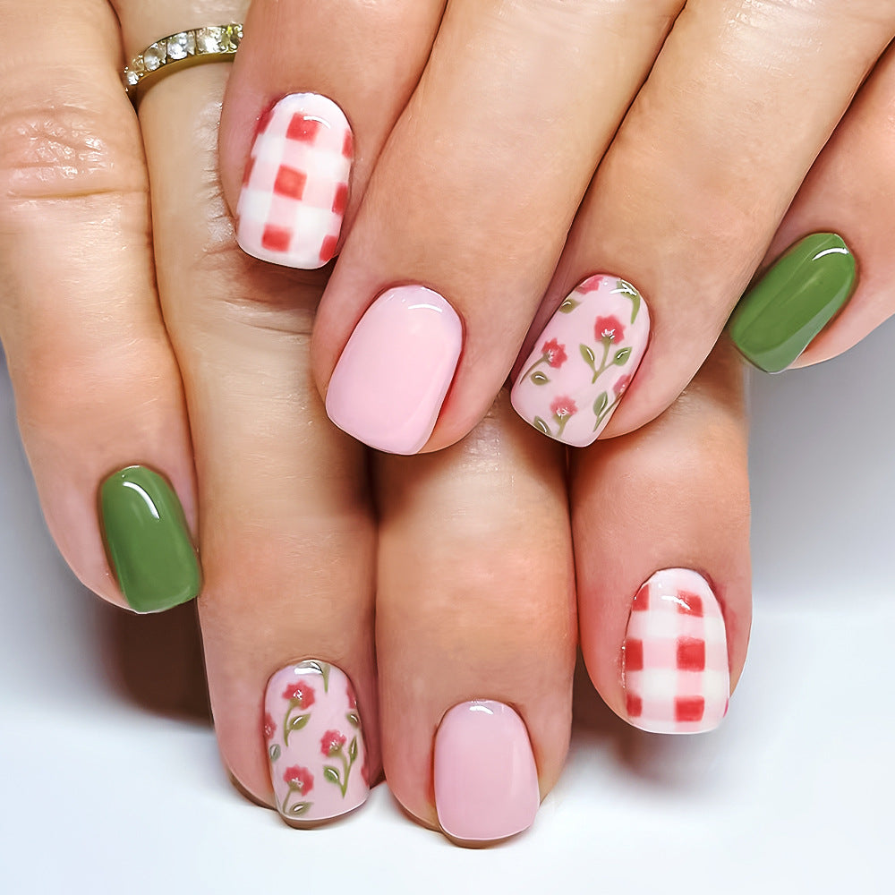 Kreatives floral Design Press-On Nagelkunst Brehn