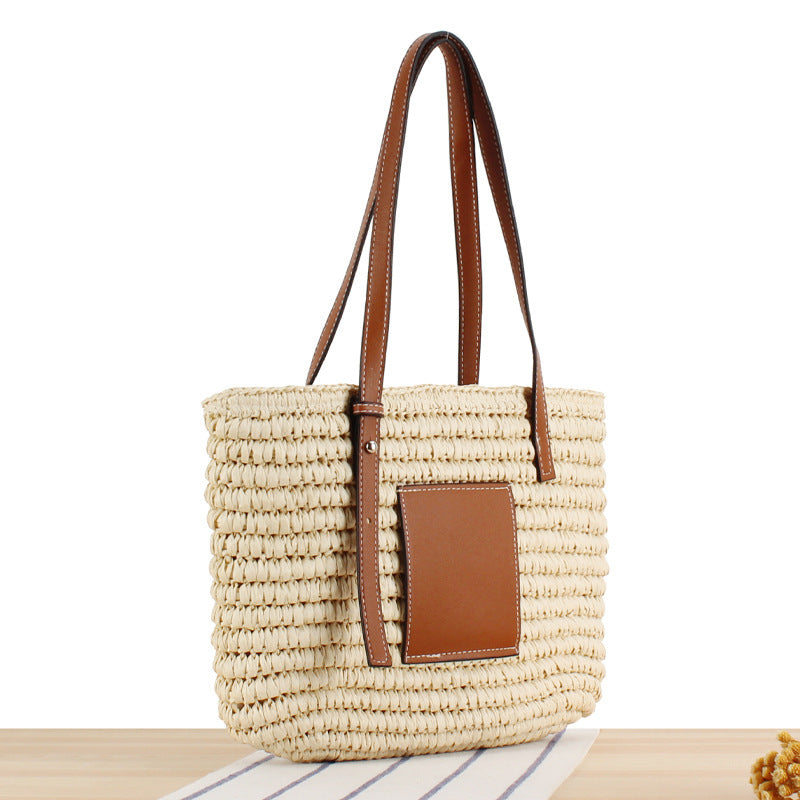 Geflochtene Handtasche mit Eleganter Lederapplikation Brehn