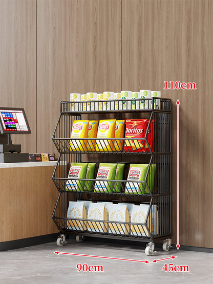 Drei-Stufiger Mobiler Drahtkorb-Organizer-Wagen