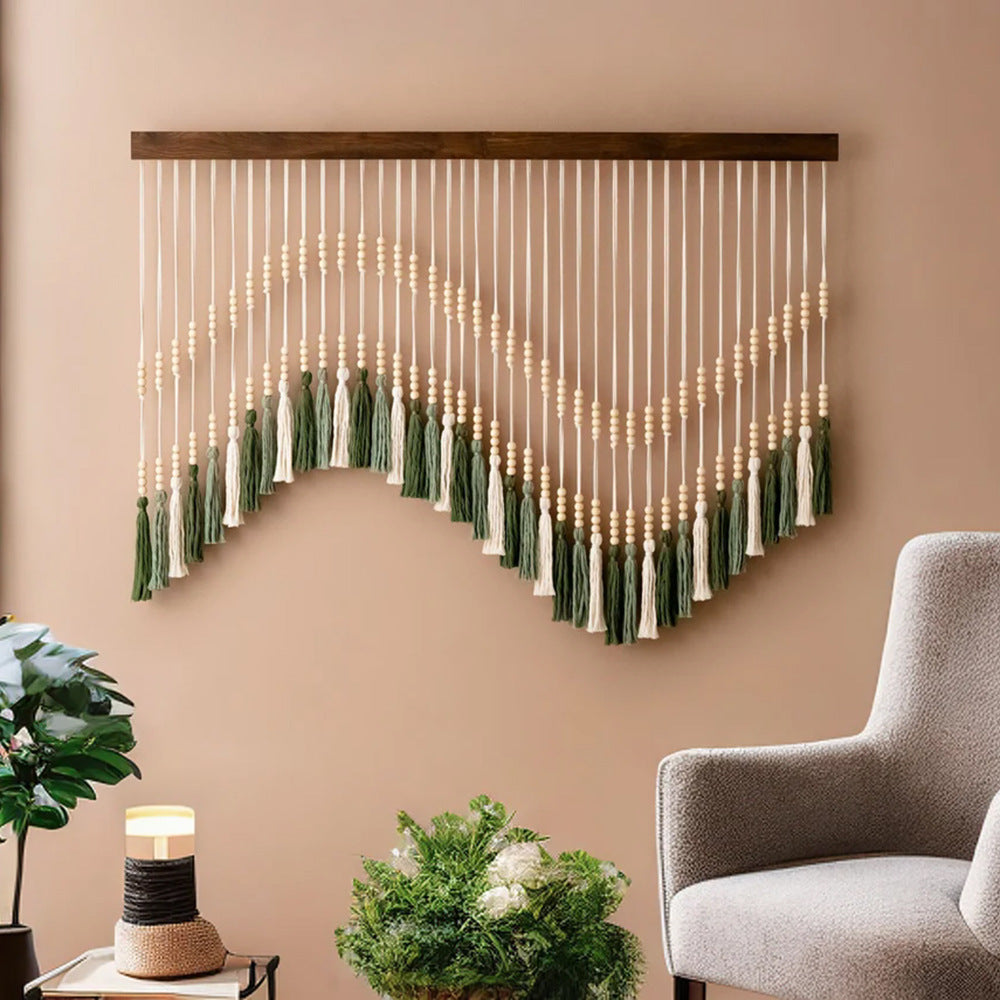 Künstlerisches Makramee-Wandbehang mit Farbverlaufs und eleganten Quasten