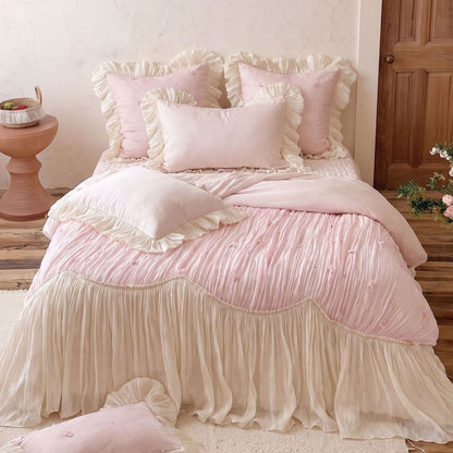 Gefaltetes Rüschenschal Chiffon Bettbezug-Set