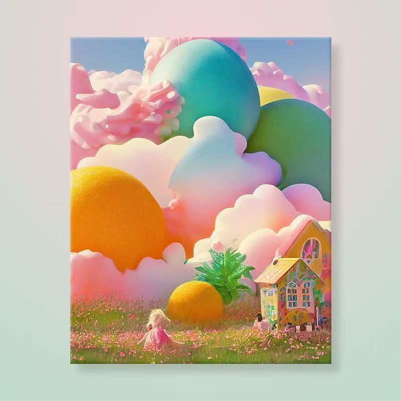 Verspielt Fantasie Landschaft Leinwand Kunst Brehn