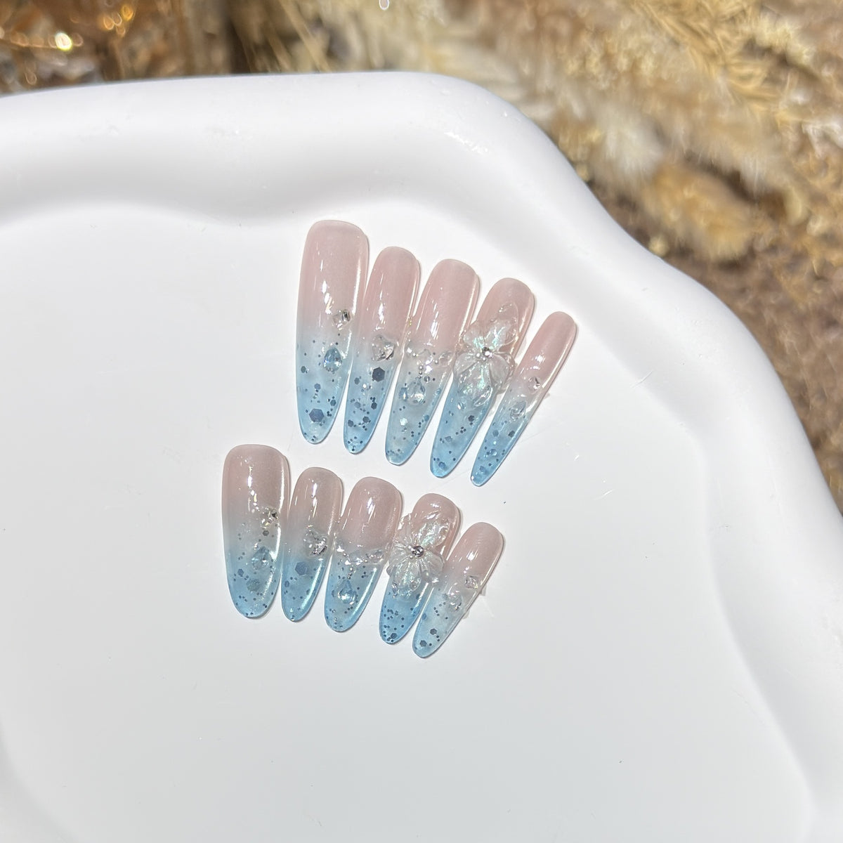 Ombre Floral Press-On Nail Art Set Brehn