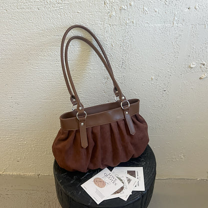 Geraffte Wildleder-Handtasche