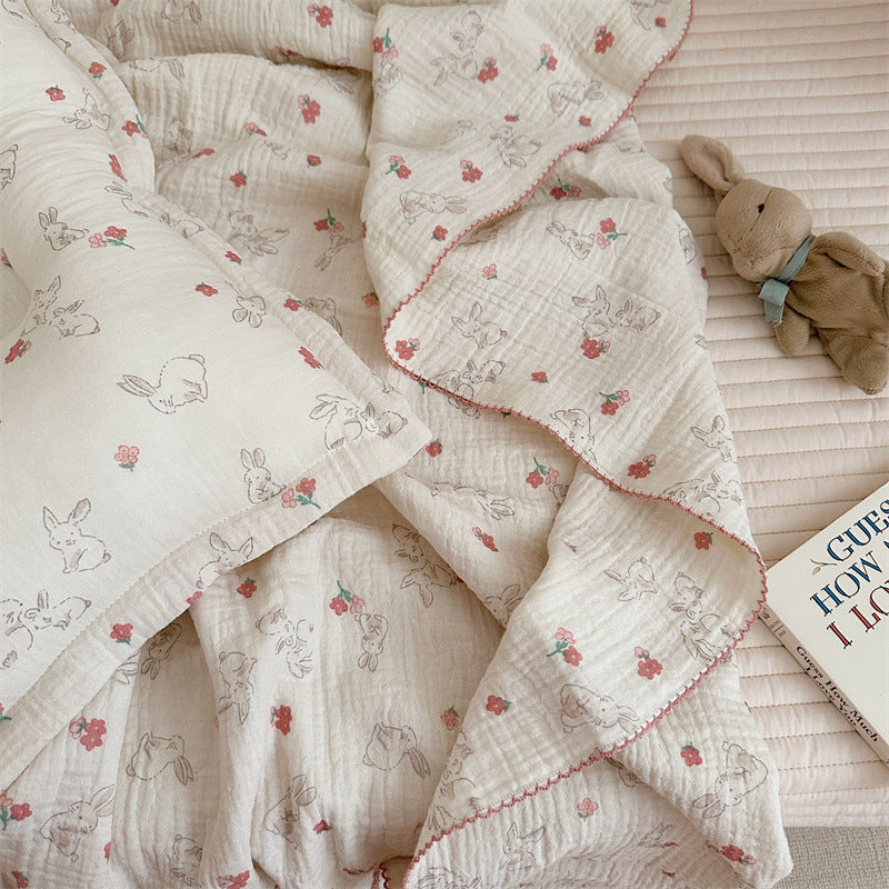 Unisex Kuschelige Muslin-Decke mit niedlichem Hasenmotiv Brehn