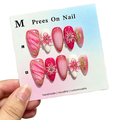 Künstlerisches Floral Design Press-On Nägel