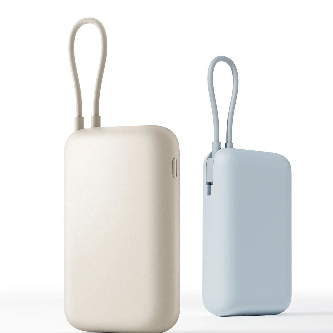 Kompakte Hochleistungs tragbare Powerbank mit integriertem USB-C-Kabel und Silikon-Trageband Brehn