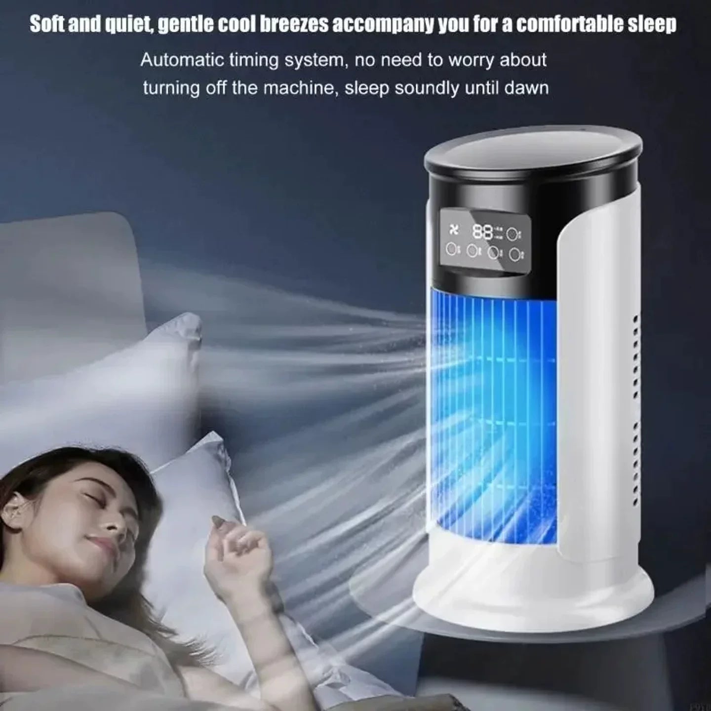 Unisex Einheitsgröße tragbarer Turm Verdunstungs-Personal-Klimaanlage mit LED-Digital-Touch-Display smarter Timer Brehn