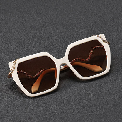 Luxuriöse Übergroße Sechseckige Sonnenbrille