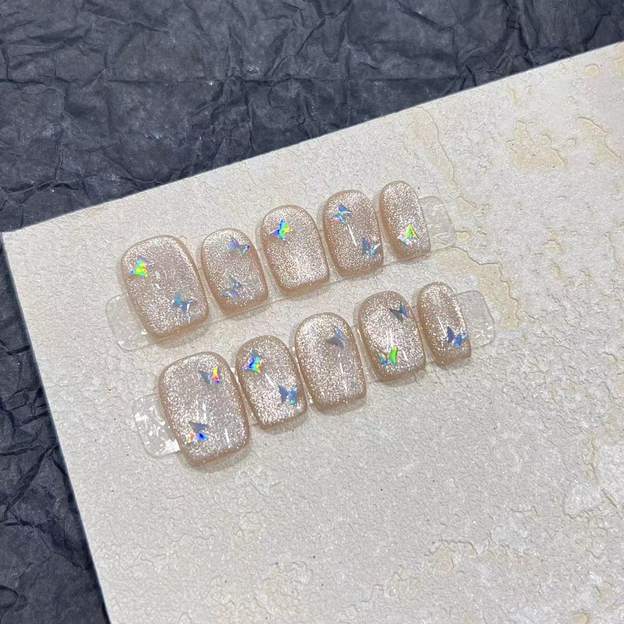 Glitzerndes Press-On-Nagel-Set mit Stern-Akzenten Brehn