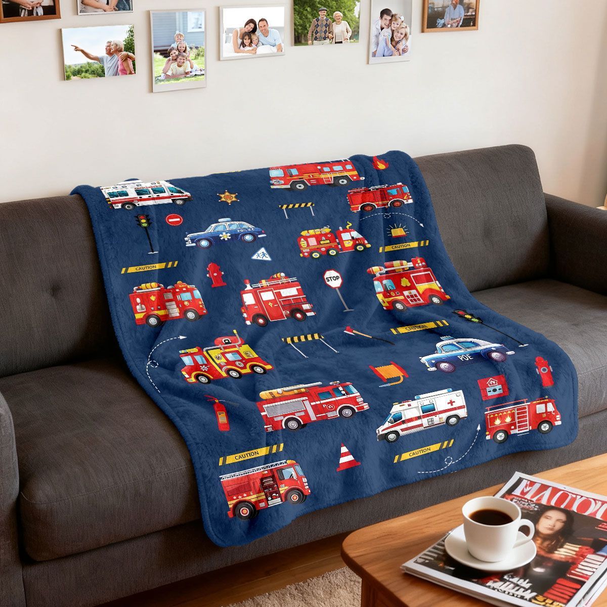 Feuerwehr-Themen Plüschfleece-Decke