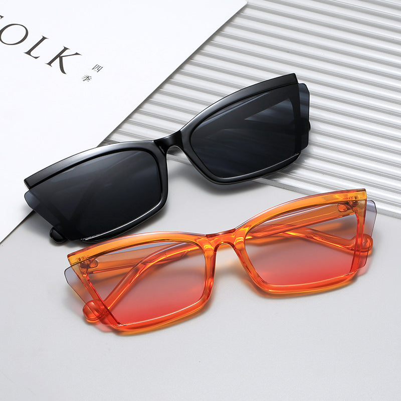 Damen modische Sonnenbrille mit einzigartigem rechteckigem Design und UV-Schutz Brehn