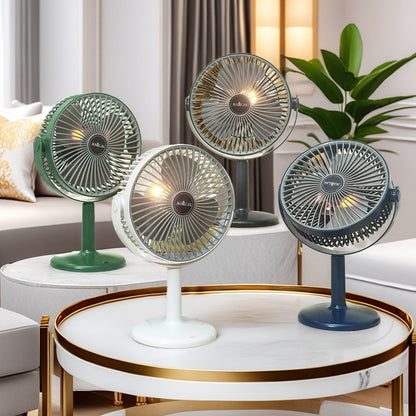 Unisex nan tragbarer Akku-Tischventilator mit integrierter LED-Leuchte, neigbarem Kopf und USB-Ladefunktion Brehn