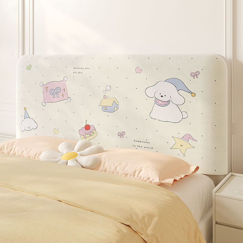 Padded Decorative Upholstered Headboard Cover with Cute Patchwork Puppy and Gingham Print