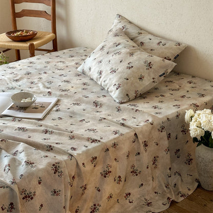 Gegerbete Leinenmischung Floral Bettüberwurf und Kissenbezug Set