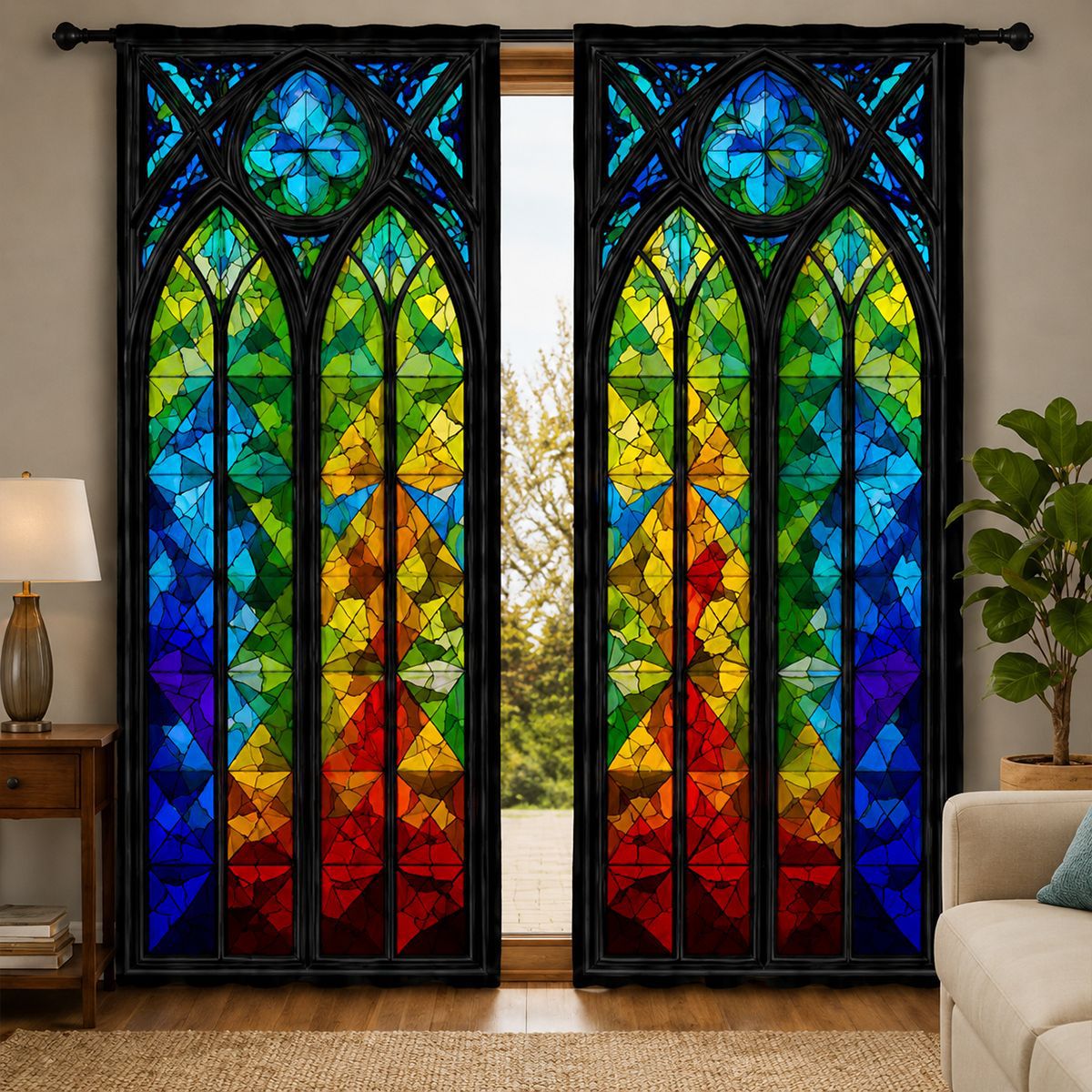 Glasmalerei Inspirierte Dekorative Fenster Vorhänge