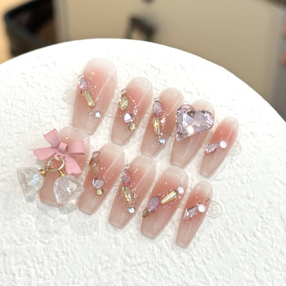 Glitzerndes handgefertigtes Press-On-Nagelset