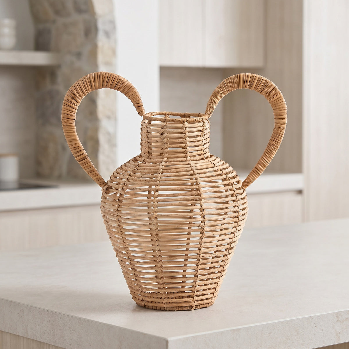 Dekorative Vase aus geflochtenem Naturmaterial Brehn