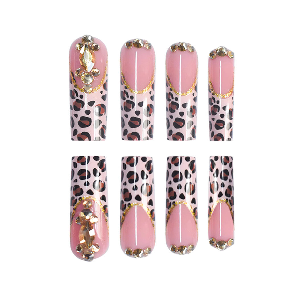 Luxuriöse Leopard-Print Press-On Nail Extensions Brehn