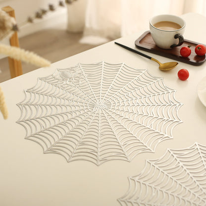Rundes filigranes Spinnennetz-Platzset aus hitze- und wasserabweisendem PVC für Tischdekoration