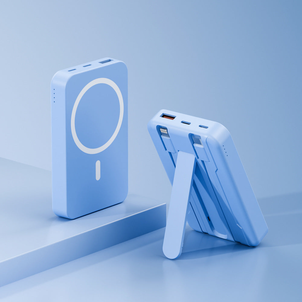 Powerbank mit integrierter Standfunktion und kabelloser Ladeoption Brehn