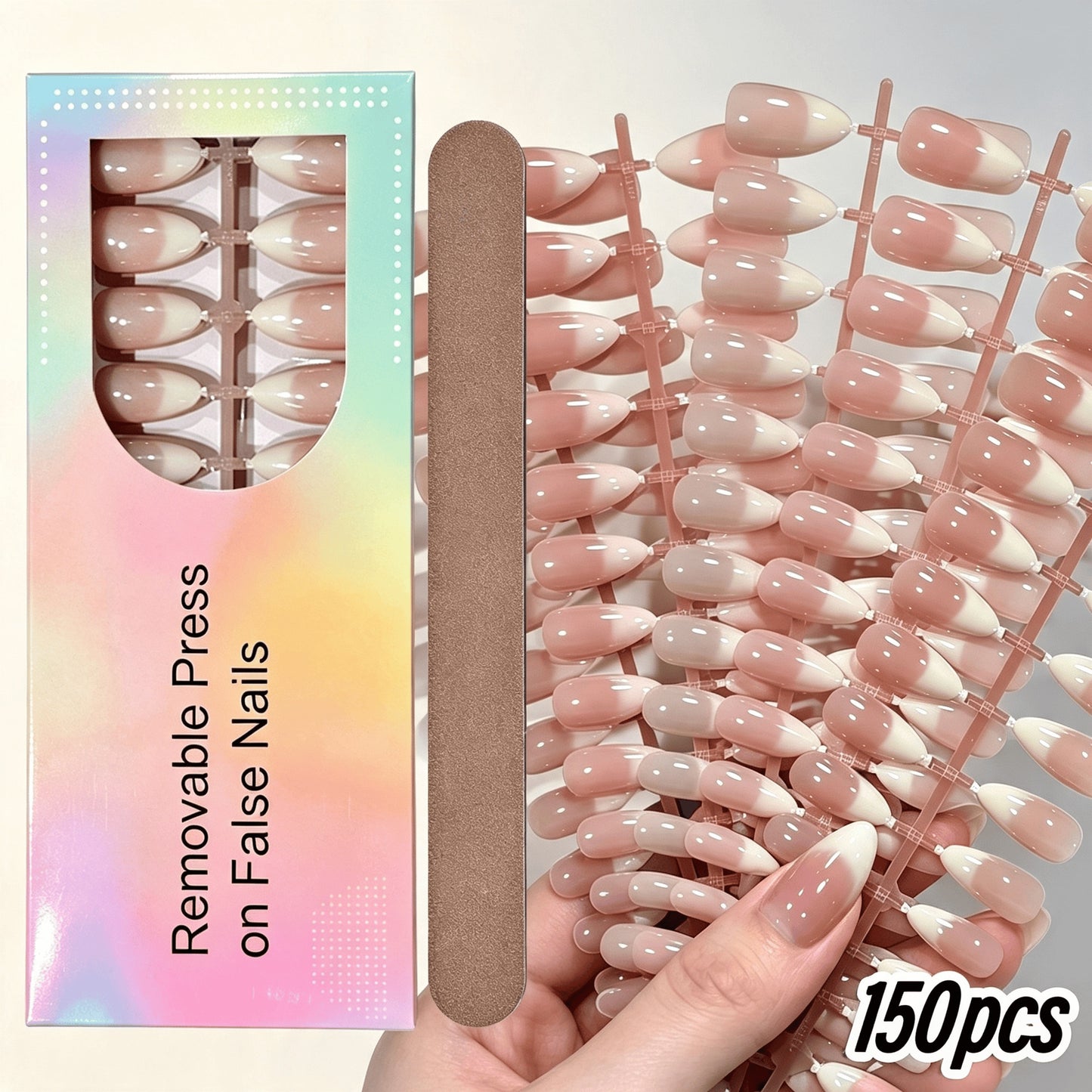 Entfernbares Press-On-Nagelset mit französischem Spitzen Design Brehn