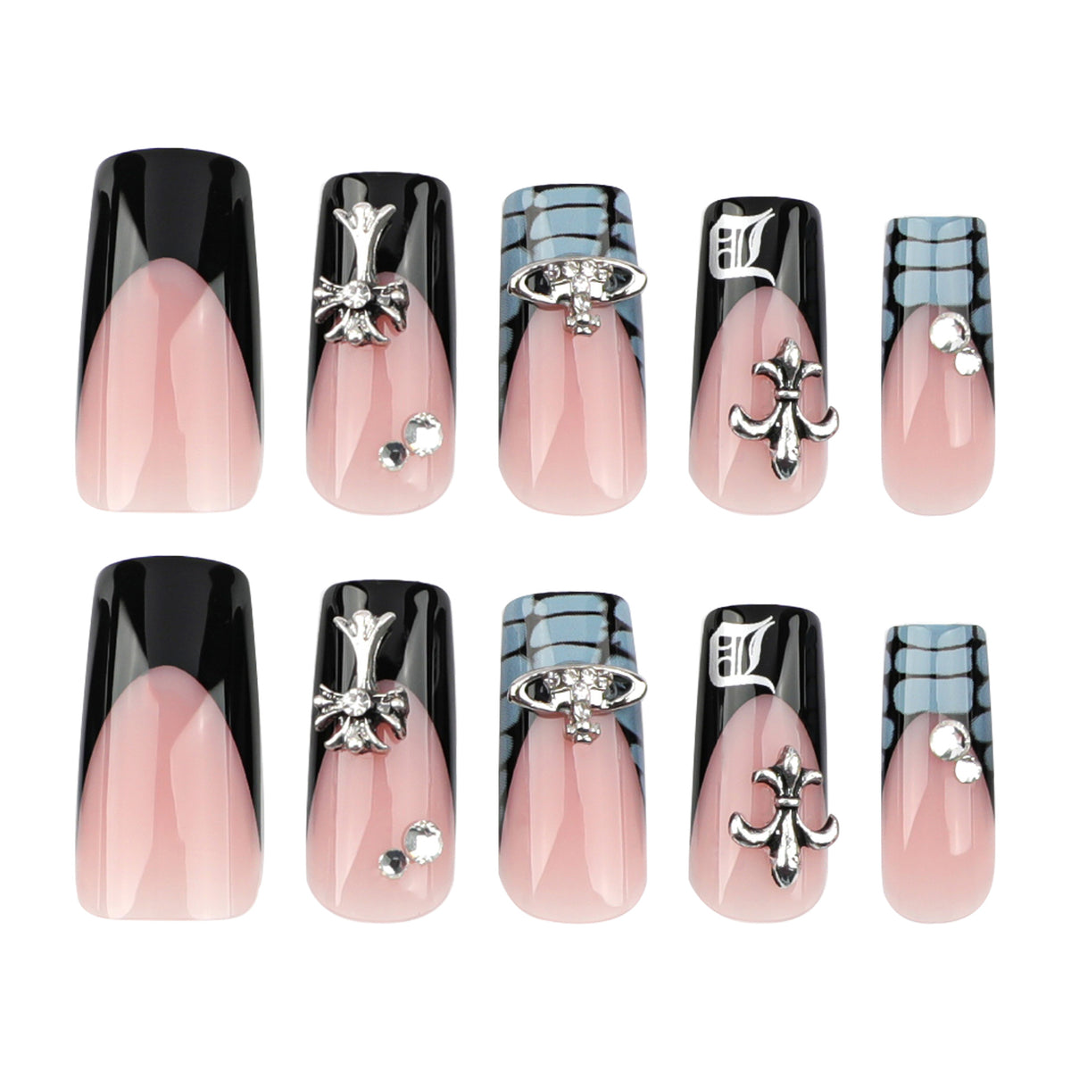 Kunstvolle Nagelverlängerungen mit dekorativem Design Brehn